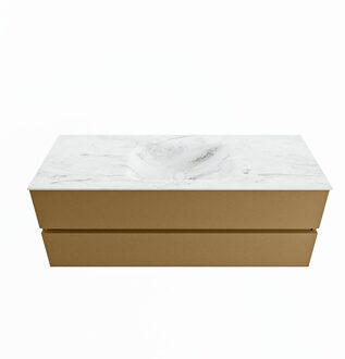 Mondiaz VICA-DLUX 130cm badmeubel onderkast Oro 2 lades. Inbouw wastafel CLOUD midden 1 kraangat, kleur Opalo.
