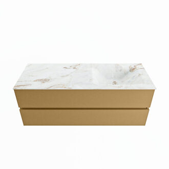 Mondiaz VICA-DLUX 130cm badmeubel onderkast Oro 2 lades. Inbouw wastafel CLOUD rechts 1 kraangat, kleur Frappe.