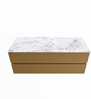 Mondiaz VICA-DLUX 130cm badmeubel onderkast Oro 2 lades. Inbouw wastafel CLOUD rechts zonder kraangat, kleur Glace.