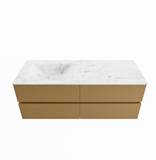 Mondiaz VICA-DLUX 130cm badmeubel onderkast Oro 4 lades. Inbouw wastafel CLOUD links zonder kraangat, kleur Opalo.