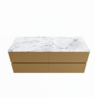 Mondiaz VICA-DLUX 130cm badmeubel onderkast Oro 4 lades. Inbouw wastafel CLOUD rechts zonder kraangat, kleur Glace.