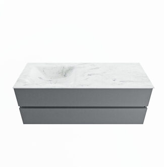 Mondiaz VICA-DLUX 130cm badmeubel onderkast Plata 2 lades. Inbouw wastafel CLOUD links 1 kraangat, kleur Opalo.