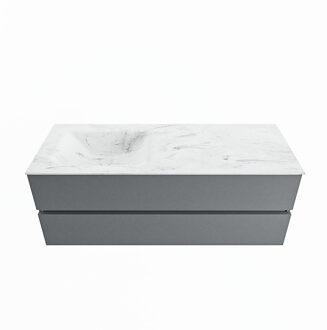 Mondiaz VICA-DLUX 130cm badmeubel onderkast Plata 2 lades. Inbouw wastafel CLOUD links zonder kraangat, kleur Opalo.