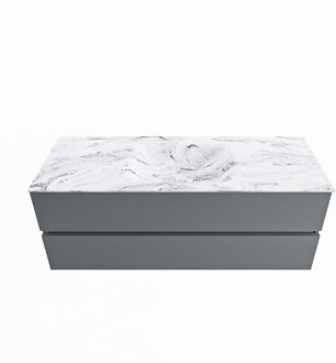 Mondiaz VICA-DLUX 130cm badmeubel onderkast Plata 2 lades. Inbouw wastafel CLOUD midden 1 kraangat, kleur Glace.