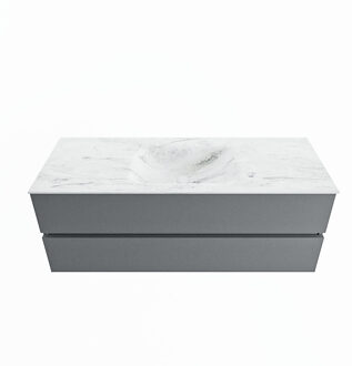 Mondiaz VICA-DLUX 130cm badmeubel onderkast Plata 2 lades. Inbouw wastafel CLOUD midden 1 kraangat, kleur Opalo.