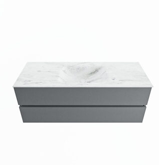 Mondiaz VICA-DLUX 130cm badmeubel onderkast Plata 2 lades. Inbouw wastafel CLOUD midden zonder kraangat, kleur Opalo.
