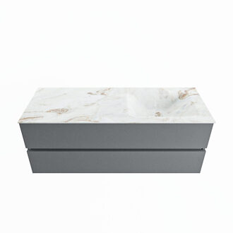 Mondiaz VICA-DLUX 130cm badmeubel onderkast Plata 2 lades. Inbouw wastafel CLOUD rechts 1 kraangat, kleur Frappe.