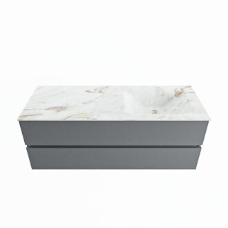Mondiaz VICA-DLUX 130cm badmeubel onderkast Plata 2 lades. Inbouw wastafel CLOUD rechts zonder kraangat, kleur Frappe.