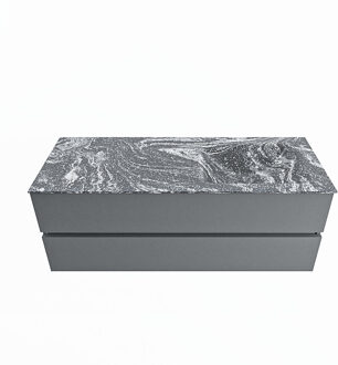 Mondiaz VICA-DLUX 130cm badmeubel onderkast Plata 2 lades. Inbouw wastafel CLOUD rechts zonder kraangat, kleur Lava.