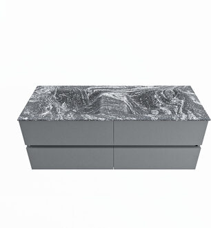 Mondiaz VICA-DLUX 130cm badmeubel onderkast Plata 4 lades. Inbouw wastafel CLOUD dubbel 2 kraangaten, kleur Lava.