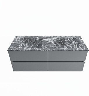 Mondiaz VICA-DLUX 130cm badmeubel onderkast Plata 4 lades. Inbouw wastafel CLOUD dubbel zonder kraangat, kleur Lava.