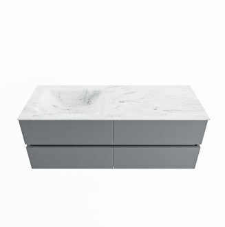 Mondiaz VICA-DLUX 130cm badmeubel onderkast Plata 4 lades. Inbouw wastafel CLOUD links 1 kraangat, kleur Opalo.