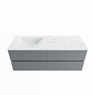 Mondiaz VICA-DLUX 130cm badmeubel onderkast Plata 4 lades. Inbouw wastafel CLOUD links zonder kraangat, kleur Opalo.