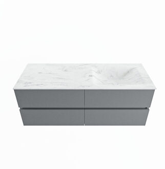 Mondiaz VICA-DLUX 130cm badmeubel onderkast Plata 4 lades. Inbouw wastafel CLOUD rechts 1 kraangat, kleur Opalo.