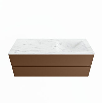 Mondiaz VICA-DLUX 130cm badmeubel onderkast Rust 2 lades. Inbouw wastafel CLOUD rechts zonder kraangat, kleur Opalo.