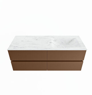 Mondiaz VICA-DLUX 130cm badmeubel onderkast Rust 4 lades. Inbouw wastafel CLOUD rechts 1 kraangat, kleur Opalo.