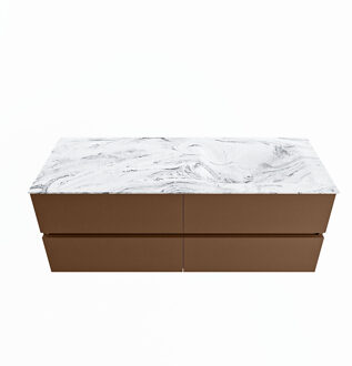 Mondiaz VICA-DLUX 130cm badmeubel onderkast Rust 4 lades. Inbouw wastafel CLOUD rechts zonder kraangat, kleur Glace.