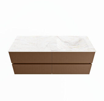 Mondiaz VICA-DLUX 130cm badmeubel onderkast Rust 4 lades. Inbouw wastafel CLOUD rechts zonder kraangat, kleur Ostra.