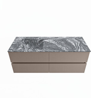 Mondiaz VICA-DLUX 130cm badmeubel onderkast Smoke 4 lades. Inbouw wastafel CLOUD links 1 kraangat, kleur Lava.