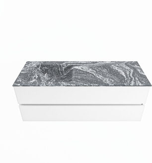 Mondiaz VICA-DLUX 130cm badmeubel onderkast Talc 2 lades. Inbouw wastafel CLOUD links 1 kraangat, kleur Lava.