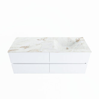 Mondiaz VICA-DLUX 130cm badmeubel onderkast Talc 4 lades. Inbouw wastafel CLOUD rechts 1 kraangat, kleur Frappe.
