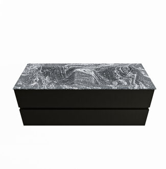 Mondiaz VICA-DLUX 130cm badmeubel onderkast Urban 2 lades. Inbouw wastafel CLOUD dubbel 2 kraangaten, kleur Lava.