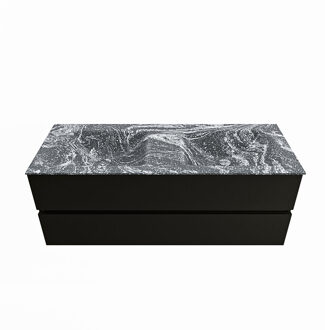 Mondiaz VICA-DLUX 130cm badmeubel onderkast Urban 2 lades. Inbouw wastafel CLOUD dubbel zonder kraangat, kleur Lava.