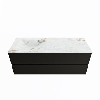 Mondiaz VICA-DLUX 130cm badmeubel onderkast Urban 2 lades. Inbouw wastafel CLOUD links 1 kraangat, kleur Frappe.