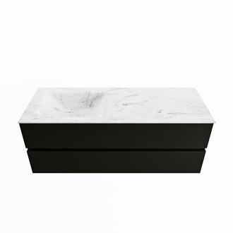 Mondiaz VICA-DLUX 130cm badmeubel onderkast Urban 2 lades. Inbouw wastafel CLOUD links 1 kraangat, kleur Opalo.