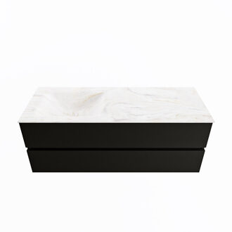 Mondiaz VICA-DLUX 130cm badmeubel onderkast Urban 2 lades. Inbouw wastafel CLOUD links 1 kraangat, kleur Ostra.