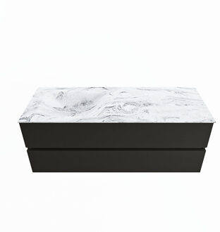 Mondiaz VICA-DLUX 130cm badmeubel onderkast Urban 2 lades. Inbouw wastafel CLOUD links zonder kraangat, kleur Glace.