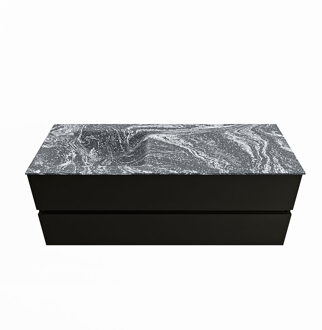 Mondiaz VICA-DLUX 130cm badmeubel onderkast Urban 2 lades. Inbouw wastafel CLOUD links zonder kraangat, kleur Lava.