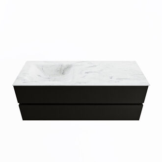 Mondiaz VICA-DLUX 130cm badmeubel onderkast Urban 2 lades. Inbouw wastafel CLOUD links zonder kraangat, kleur Opalo.