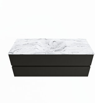 Mondiaz VICA-DLUX 130cm badmeubel onderkast Urban 2 lades. Inbouw wastafel CLOUD midden 1 kraangat, kleur Glace.