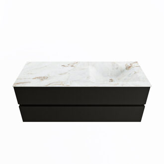 Mondiaz VICA-DLUX 130cm badmeubel onderkast Urban 2 lades. Inbouw wastafel CLOUD rechts 1 kraangat, kleur Frappe.