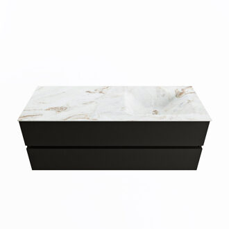 Mondiaz VICA-DLUX 130cm badmeubel onderkast Urban 2 lades. Inbouw wastafel CLOUD rechts zonder kraangat, kleur Frappe.