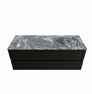 Mondiaz VICA-DLUX 130cm badmeubel onderkast Urban 2 lades. Inbouw wastafel CLOUD rechts zonder kraangat, kleur Lava.