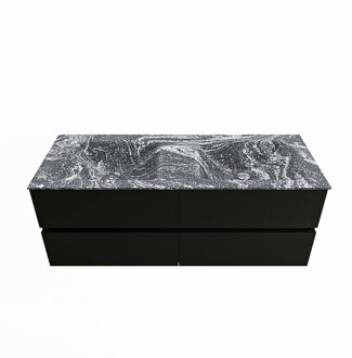 Mondiaz VICA-DLUX 130cm badmeubel onderkast Urban 4 lades. Inbouw wastafel CLOUD dubbel 2 kraangaten, kleur Lava.