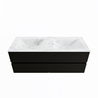 Mondiaz VICA-DLUX 130cm badmeubel onderkast Urban 4 lades. Inbouw wastafel CLOUD dubbel 2 kraangaten, kleur Opalo.