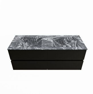 Mondiaz VICA-DLUX 130cm badmeubel onderkast Urban 4 lades. Inbouw wastafel CLOUD dubbel zonder kraangat, kleur Lava.