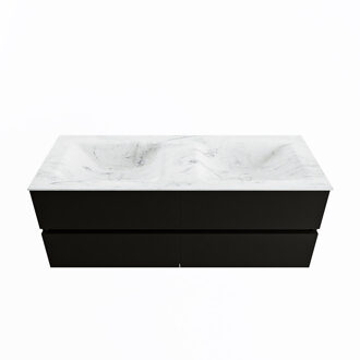 Mondiaz VICA-DLUX 130cm badmeubel onderkast Urban 4 lades. Inbouw wastafel CLOUD dubbel zonder kraangat, kleur Opalo.