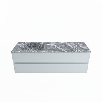 Mondiaz VICA-DLUX 150cm badmeubel onderkast Clay 2 lades. Inbouw wastafel CLOUD links zonder kraangat, kleur Lava.