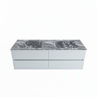 Mondiaz VICA-DLUX 150cm badmeubel onderkast Clay 4 lades. Inbouw wastafel CLOUD dubbel 2 kraangaten, kleur Lava.