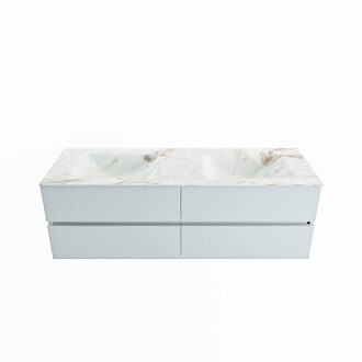 Mondiaz VICA-DLUX 150cm badmeubel onderkast Clay 4 lades. Inbouw wastafel CLOUD dubbel zonder kraangat, kleur Frappe.