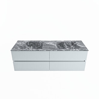 Mondiaz VICA-DLUX 150cm badmeubel onderkast Clay 4 lades. Inbouw wastafel CLOUD dubbel zonder kraangat, kleur Lava.