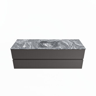 Mondiaz VICA-DLUX 150cm badmeubel onderkast Dark grey 2 lades. Inbouw wastafel CLOUD midden 1 kraangat, kleur Lava.