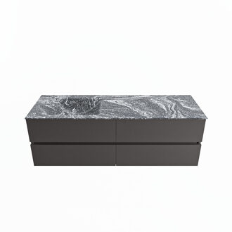 Mondiaz VICA-DLUX 150cm badmeubel onderkast Dark grey 4 lades. Inbouw wastafel CLOUD links 1 kraangat, kleur Lava.