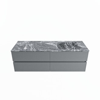 Mondiaz VICA-DLUX 150cm badmeubel onderkast Plata 4 lades. Inbouw wastafel CLOUD rechts zonder kraangat, kleur Lava.