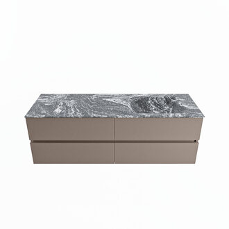 Mondiaz VICA-DLUX 150cm badmeubel onderkast Smoke 4 lades. Inbouw wastafel CLOUD rechts 1 kraangat, kleur Lava.