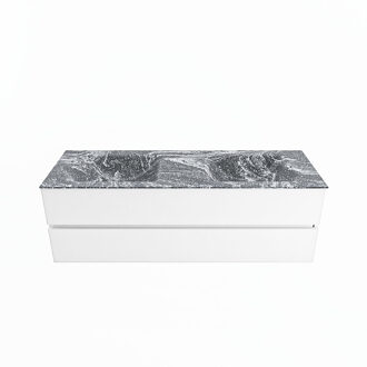 Mondiaz VICA-DLUX 150cm badmeubel onderkast Talc 2 lades. Inbouw wastafel CLOUD dubbel zonder kraangat, kleur Lava.